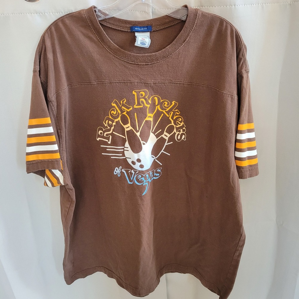 Vtg Old Navy Rack Rockers of Vegas Mens Shirt XXL Bowling Y2K Retro Sporty 21636